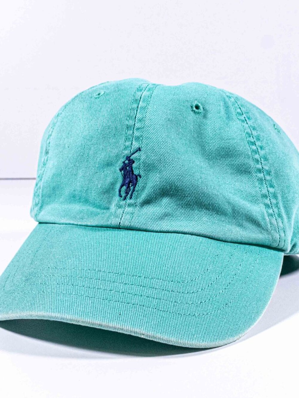 Vintage Y2K Polo Ralph Lauren Sun Faded Leather Strapback Hat Pony Cap Dad